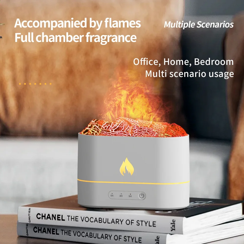 Desktop Colorful Led Light Ultrasonic Simulation Fire Effect Lava Volcano Air Humidifier Essential Oil Mini Flame Aroma Difuser