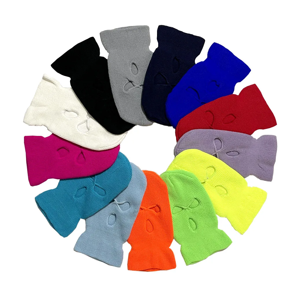 Wholesale Ski Mask Knitted Beanie Face Cover Winter Balaclava Full Face Plain Mask for Winter Outdoor Sports Hat