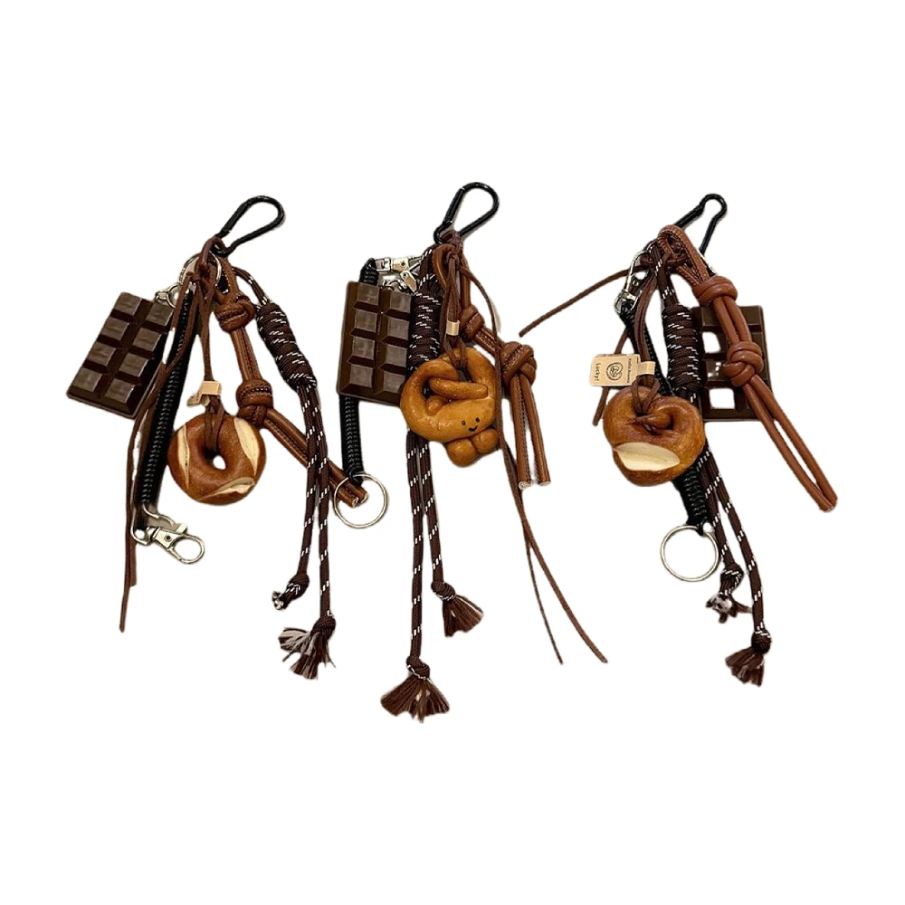 Коричневая серия симпатичная сумка в стиле щелочного хлеба подвеска шоколадный карабин веревочный брелок декоративная подвесная цепочка для женщин