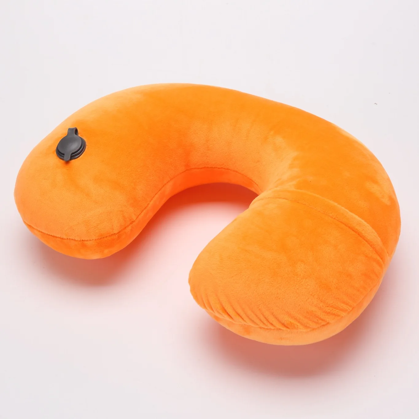 Factory Customizable Autoinflation Crystal Velvet Inflatable Neck Pillow Portable Rectangle Cushion for Camping Folded Design