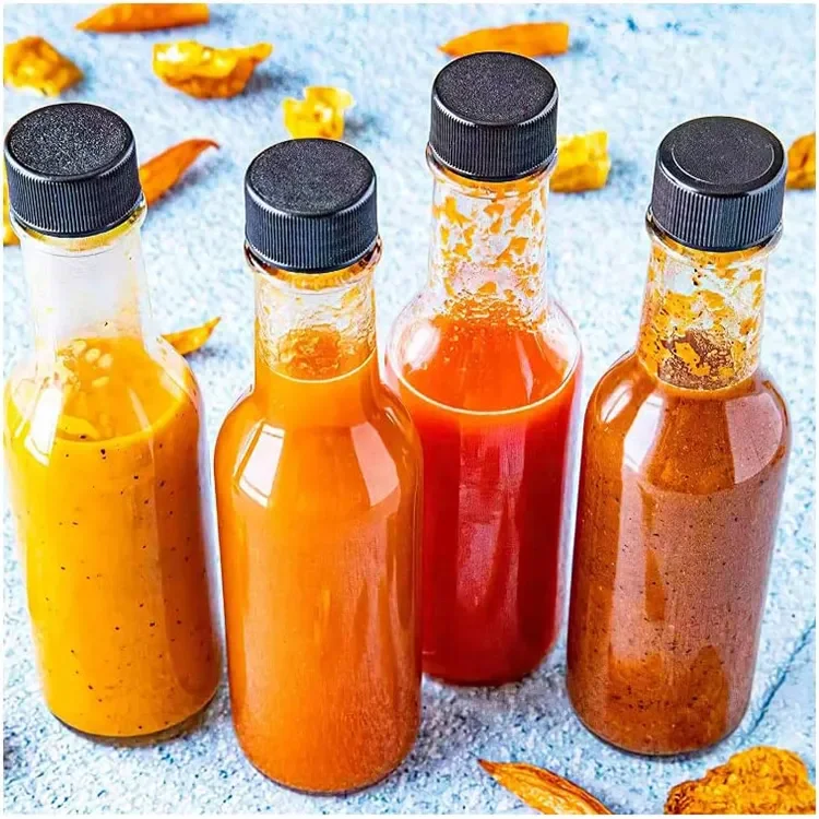 Cheap 90ml 150ml 250ml glass hot sauce bottles mini empty chilli tomato sauce bottle tabasco sauce bottles with plastic caps