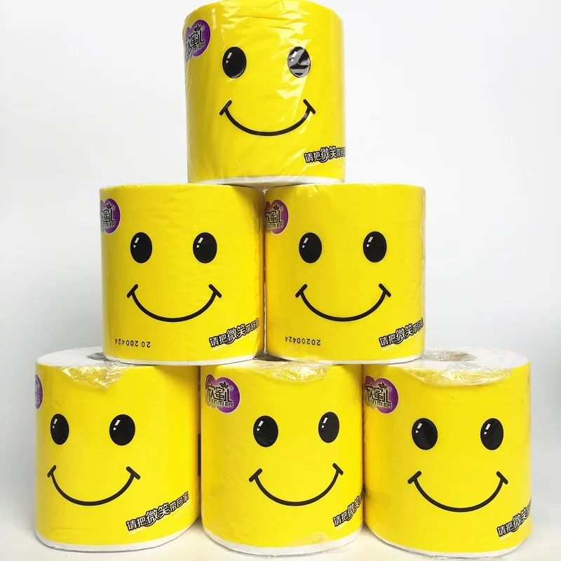 Фабрика бумаги Fuzhou Weimei, оптовая продажа туалетной бумаги Smiley, индивидуальный дизайн, 3/4 слоев, Высококачественная туалетная бумага, 10 рулонов