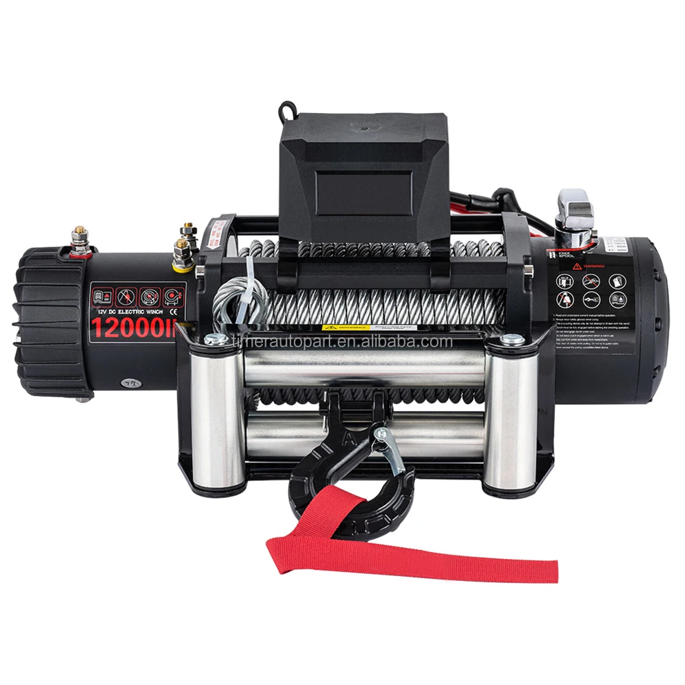 4X4 Truck Suv Car Portable Motor Manual Winch 12000Lbs Electric 12/24 Volt Durable Field Recue Steel Rope With Remote Control