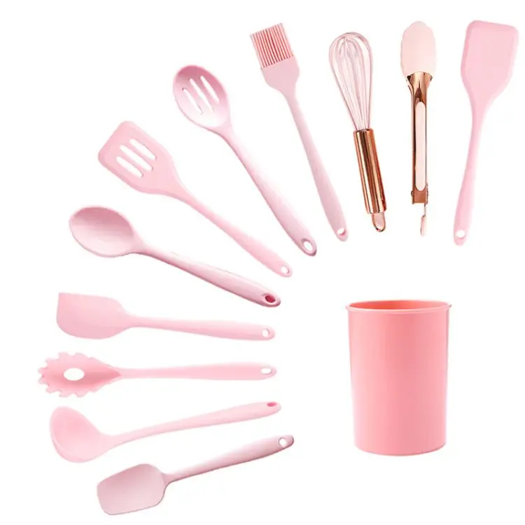 Factory Wholesale Silicone Kitchenware Set 12-piece Silicone Spatula Spoon Food Clip Kitchen Cooking Utensils