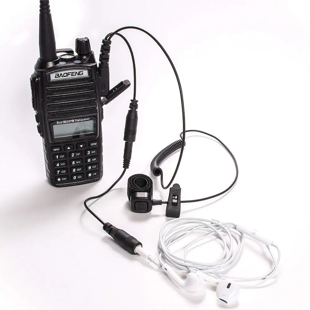 2 Pin to 3.5MM Adapter with Push-to-Talk Button Compatible with 2 Pin BaoFeng Kenwood Radios to 3.5mm Headsets with in-line Mics
