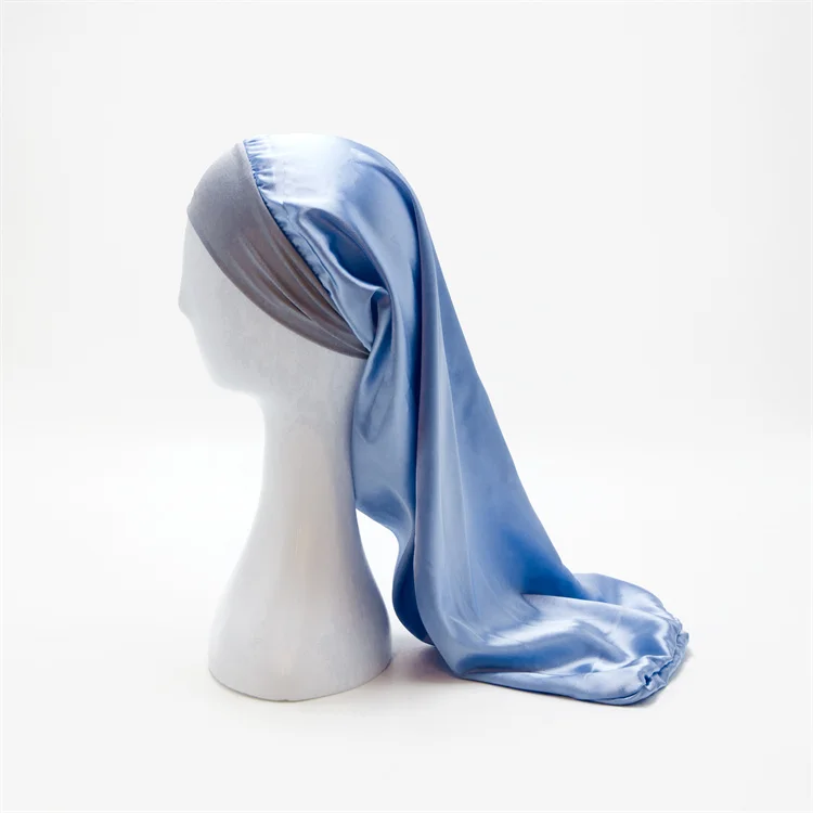 Long Satin Elastic Band Bonnet Sleep Cap Large Silk Hair Night Sleep Hat For Women Long Curly Hair Braids