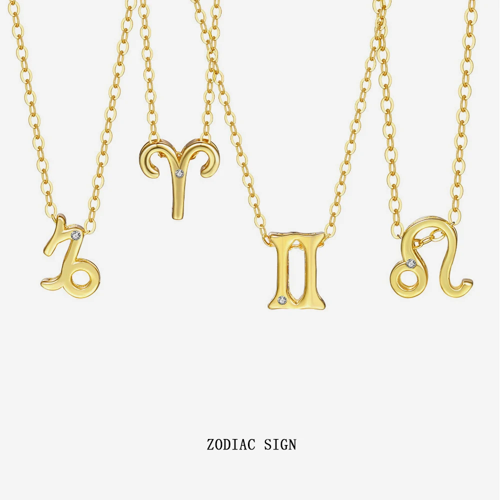 VIANRLA Zodiac Sign Necklace 925 Sterling Silver Horoscope Sign Pendant Pearl 18k Gold Necklace Dainty Jewelry