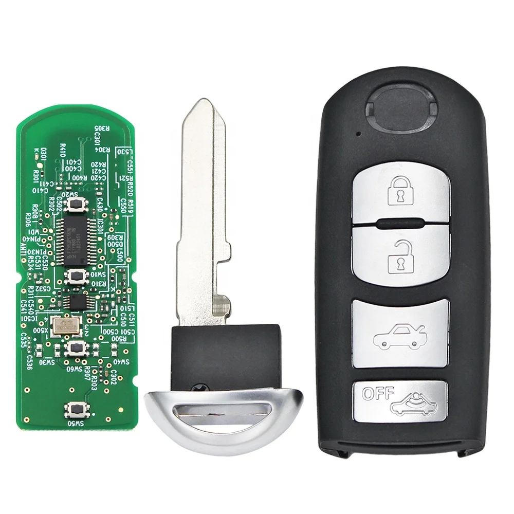 4 Buttons Smart Remote Car Key Fob 433MHz with 49 Chip for Mazda (for Mitsubishi System) 6 3 MX-5 CX-3 CX-5 CX-7, SKE13E-01