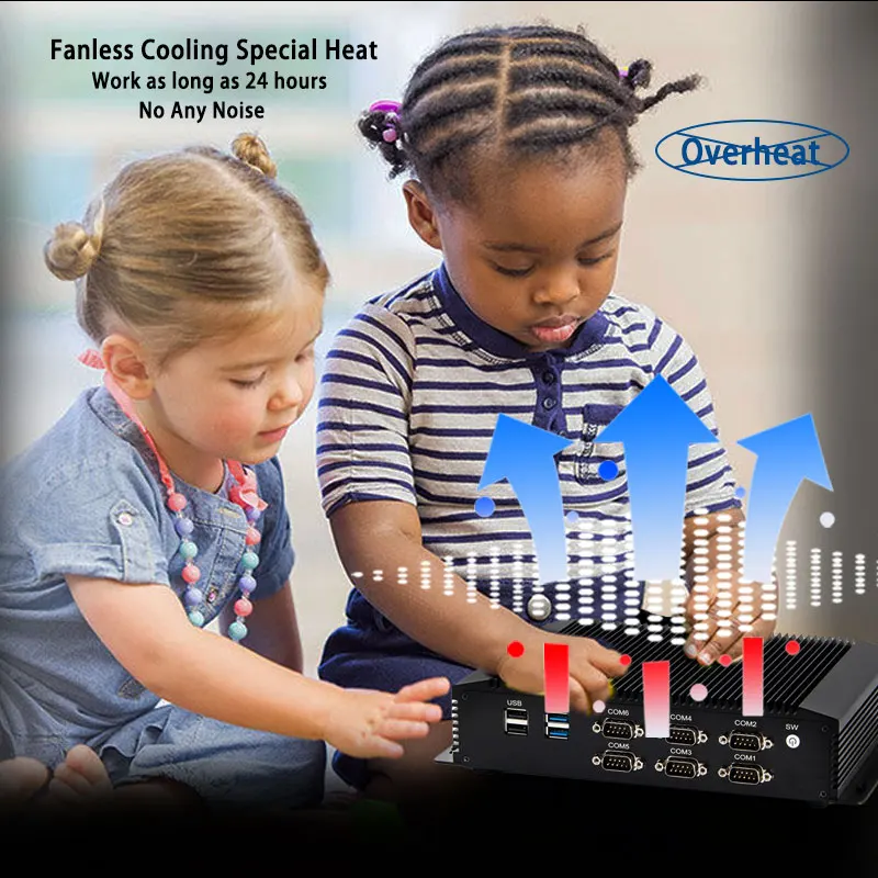 Wholesale Embedded Desktop Computer Intel Core i3 7020U Support 64GB RAM GPIO 6COM Fanless Industrial Mini PC