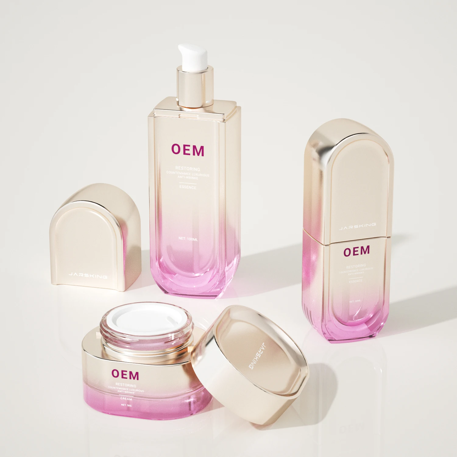 custom flat capsule shape 50 g 30 100ml cream jar cosmetic empty container skin care face serum pump bottle