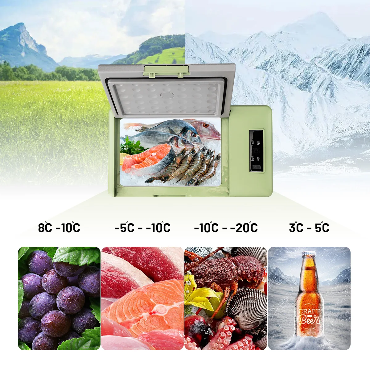 Alpicool Y16  compact portable solar refrigerator  freezer with compressor