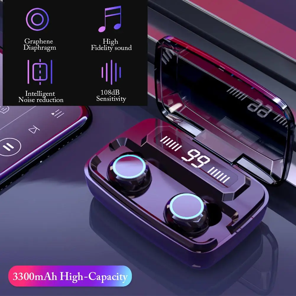 Хит продаж Спортивные Беспроводные наушники-вкладыши F9 Ipx7 Anc с шумоподавлением Bluetooth 5 1 мобильным аккумулятором и
