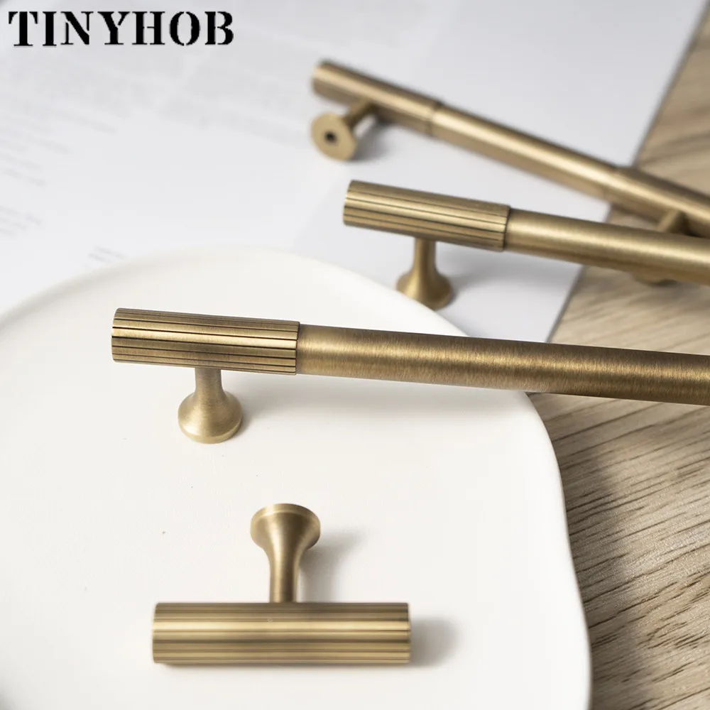 Brass Handle Drawer New Style Nordic Simple Light Luxury Modern Cupboard Wardrobe Door Pure Brass Handle and Knob C-3720-2