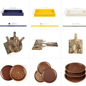 Прямоугольный жесткий пластиковый лоток с принтом под заказ экологически чистые меламиновые подносы для еды и напитков домашнего использования