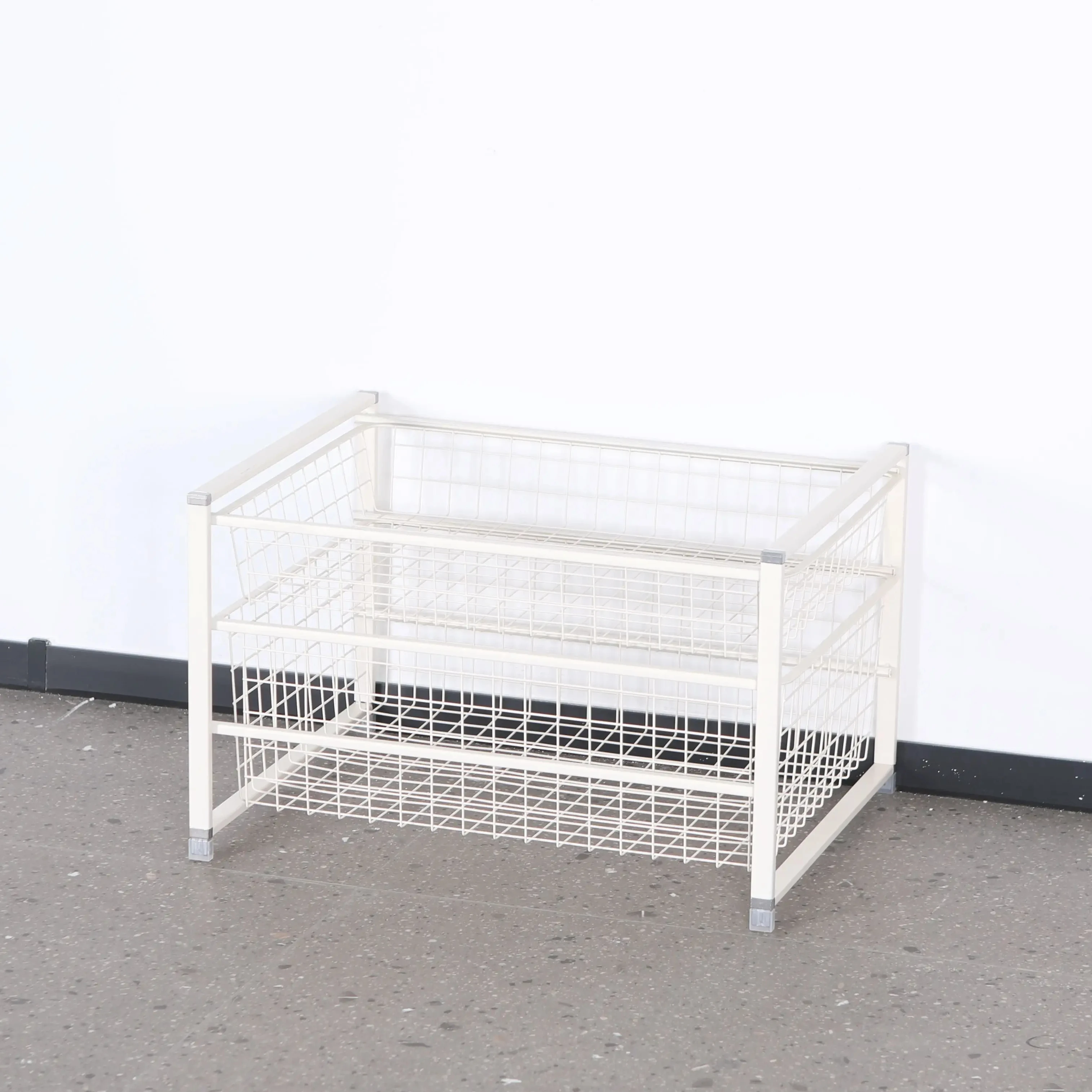 Free Collocation Home Storage Organization Rack Shelf White Kitchen Stainless Steel Wire Basket With Wheels