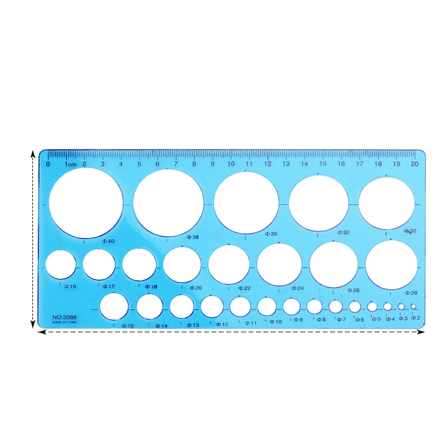 Good Quality 20cm Round Drawing Template Ruler Custom Color Circle Ruler