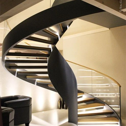 Curved/Arc spiral Staircase, Indoor staircase,Luxury Modern Home Decoration Glass decor stairs wooden Stairs