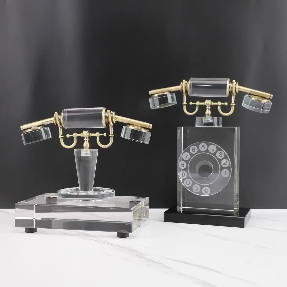 Ready to ship Home decor High quality Crystal telephone models table statues interior decor Low MOQ