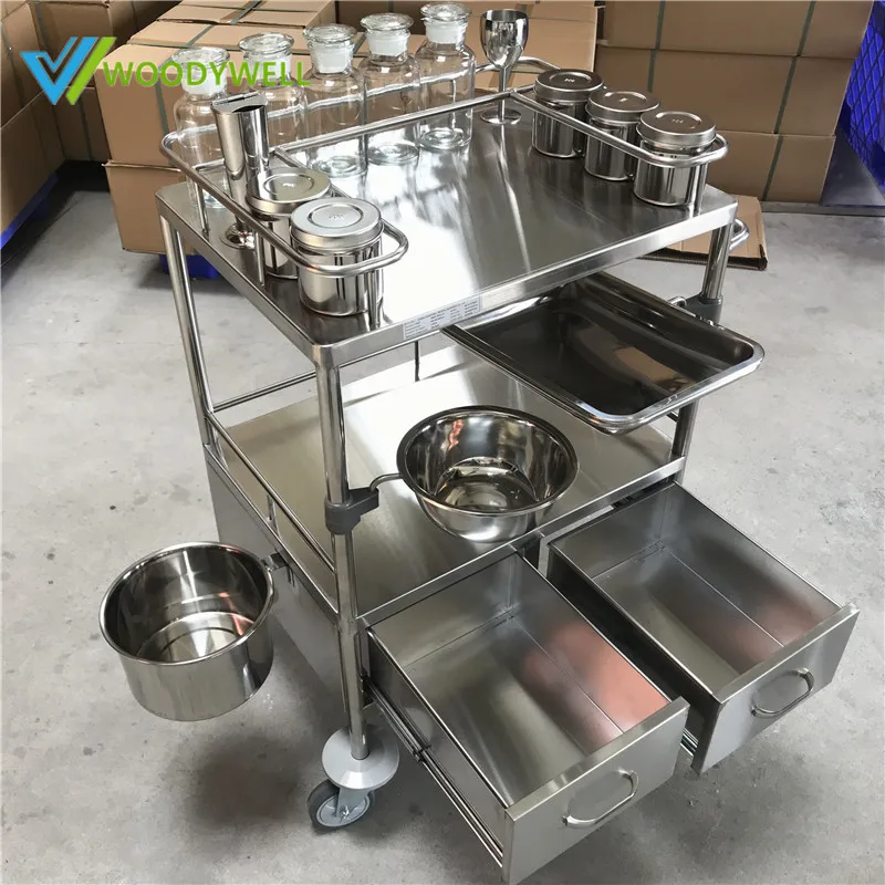 Medical drug trolley factory wholesale low price stainless steel medical nurse trolley