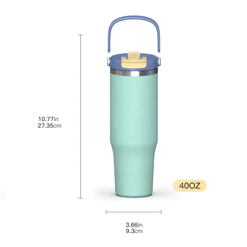 18 25 32 40 oz New Mug Leap Proof Stainless Steel Vacuum Travel Tumbler With Handle lid