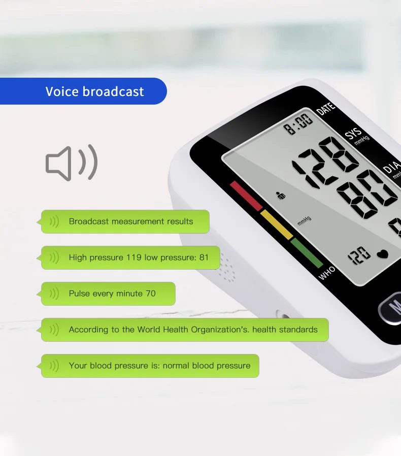 Blood Pressure Monitor Automatic Digital Upper Arm Blood Pressure Monitors for Home Use LCD Large Font Screen 3.8 in Backlit