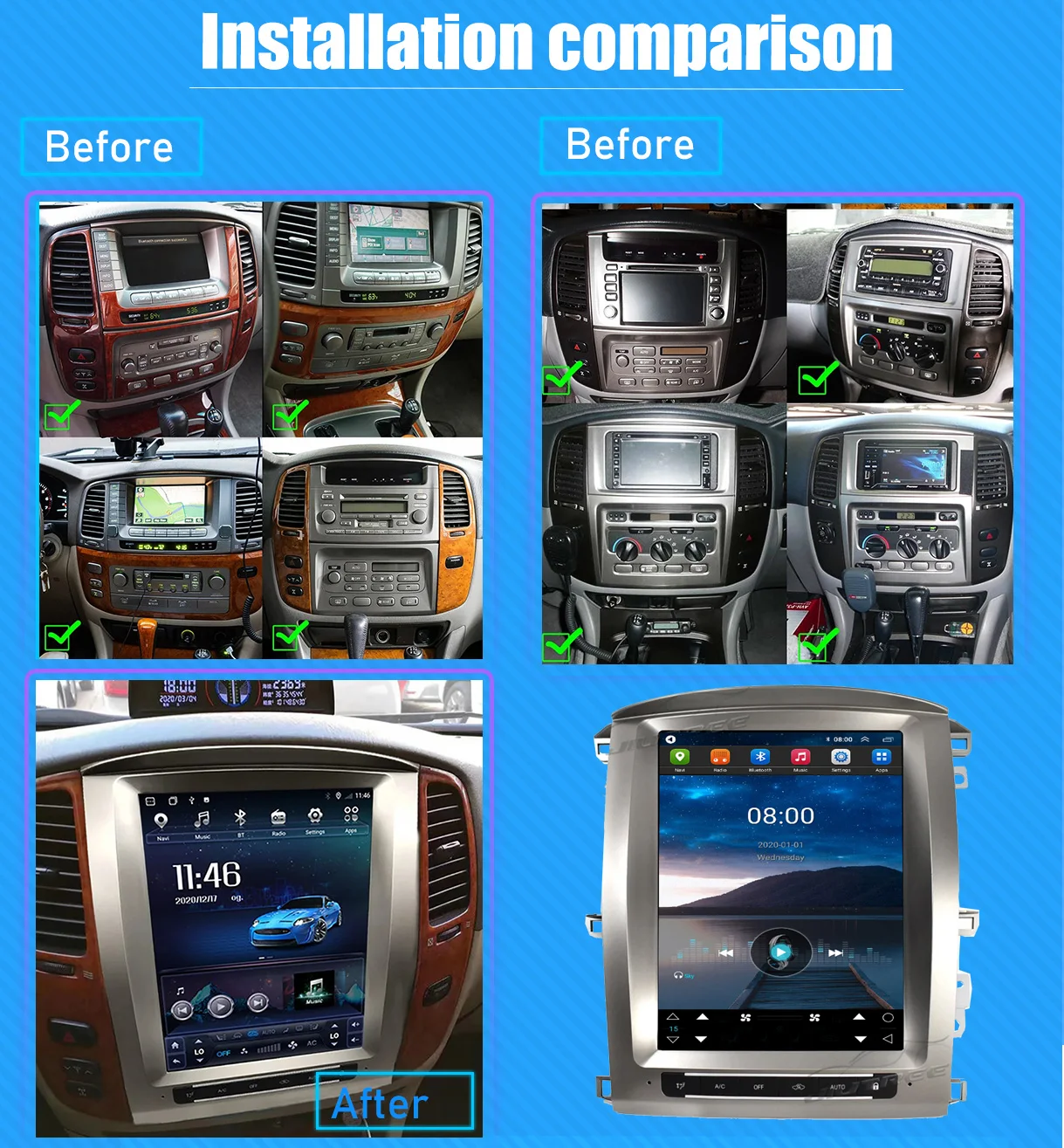 Автомагнитола на Android 13 мультимедийный плеер для Toyota Land cruiser 100 Lexus LX470