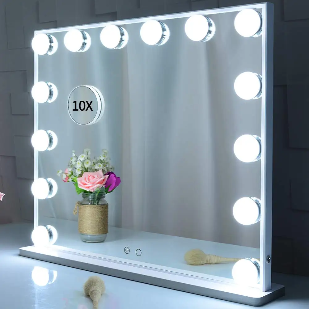 Wholesale Vanity Mirror Square Dresser Lighted Table Girl Adjustable 14 led light bulbs Hollywood Mirror