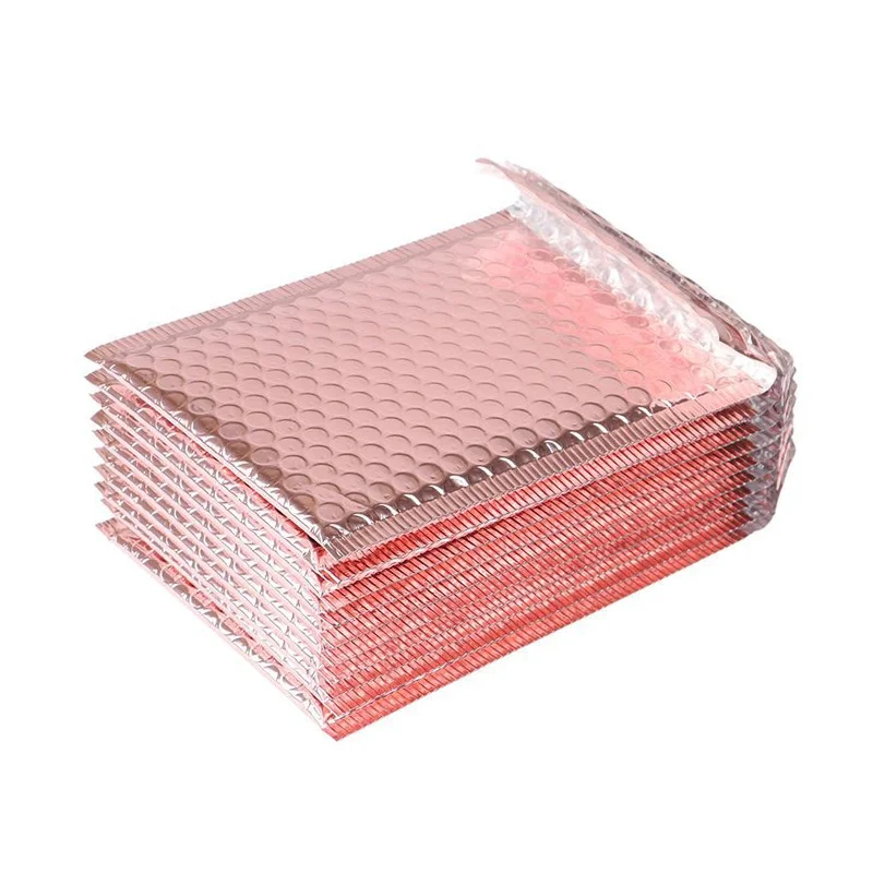 Factory Wholesale Self Seal Cushion Padded Rose Gold Metallic Bubble Mailer