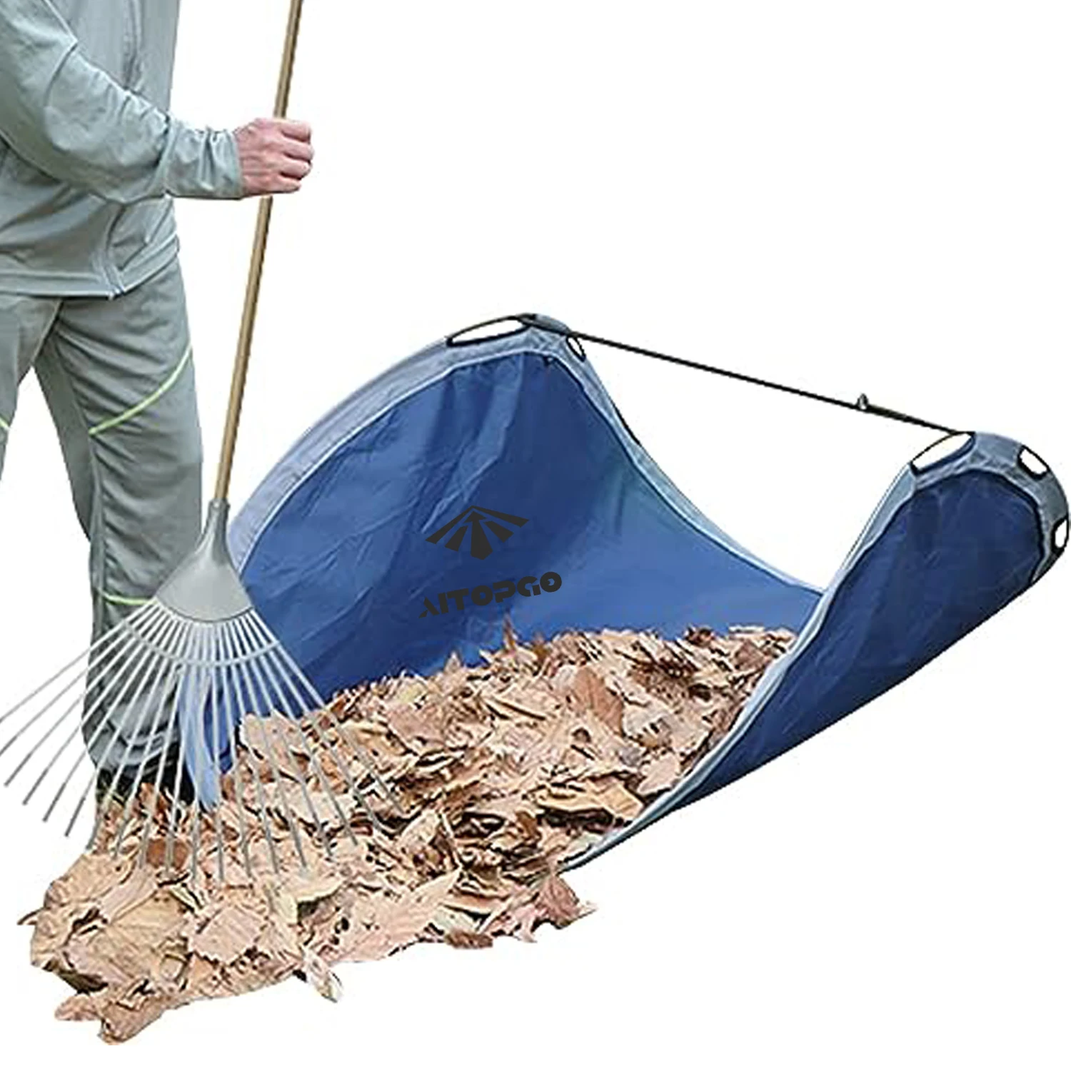 Custom Folding Portable Polyester Folding Reusable Yard Waste Collector Collapsible Leaf Pickup Dustpan Pop Up Garden Leaf Bag