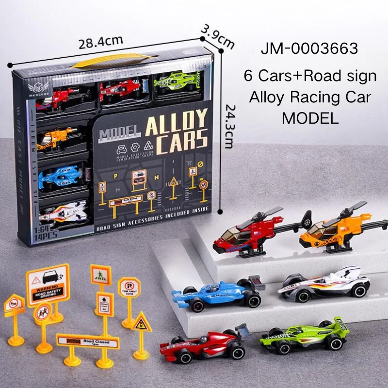 PANDAS 1:64 Small Mini Alloy Car 14pcs Free-wheel Metal Vehicle Metal Truck Plastic Sliding Diecast Model Car Toy Set