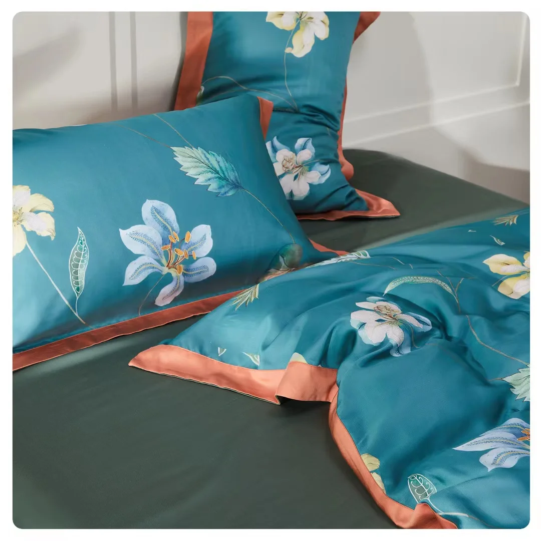 100% tencel fabric bed sheet set comforter  bedset bedding sets collections bed linens bedsheet
