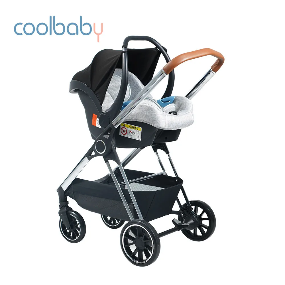 Deluxe aluminum adjustable handle height Baby pram 3 in 1 Wholesale