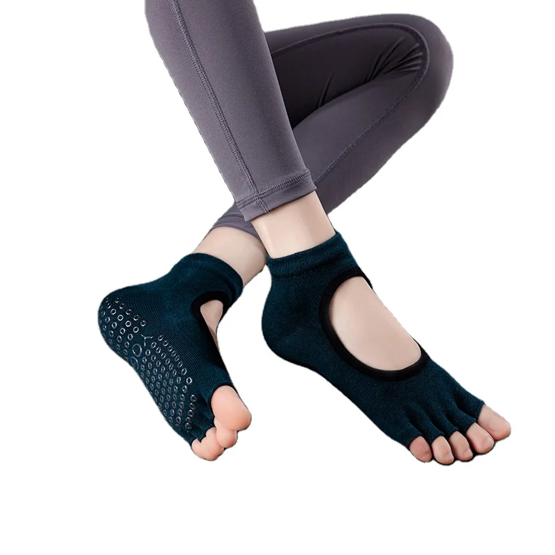 Professional yoga socks women summer non-slip dew point back breathable air  cotton five-finger socks