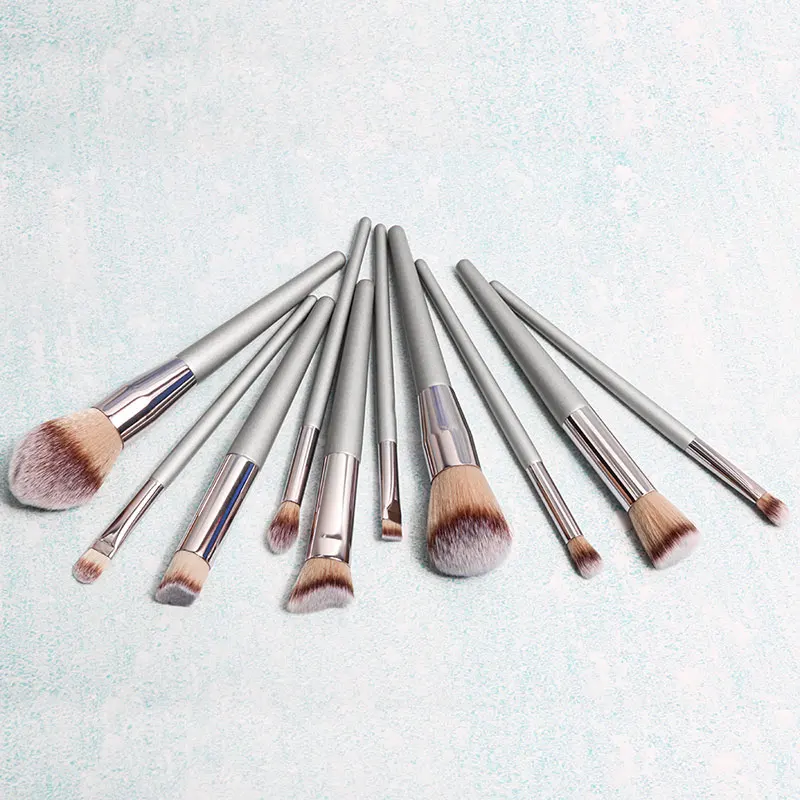 Factory Price Newest Broom Tufting Cosmetic Machine Liner Brush Makeup 10 In1 Wooden Makeup Brush