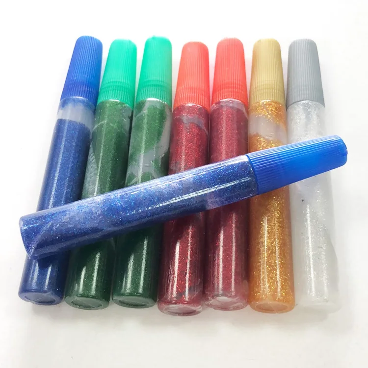 
Hot Sale Kids DIY Nox-Toxic Art Painting 5 Color Glitter Liner Glue Pen Bulk 