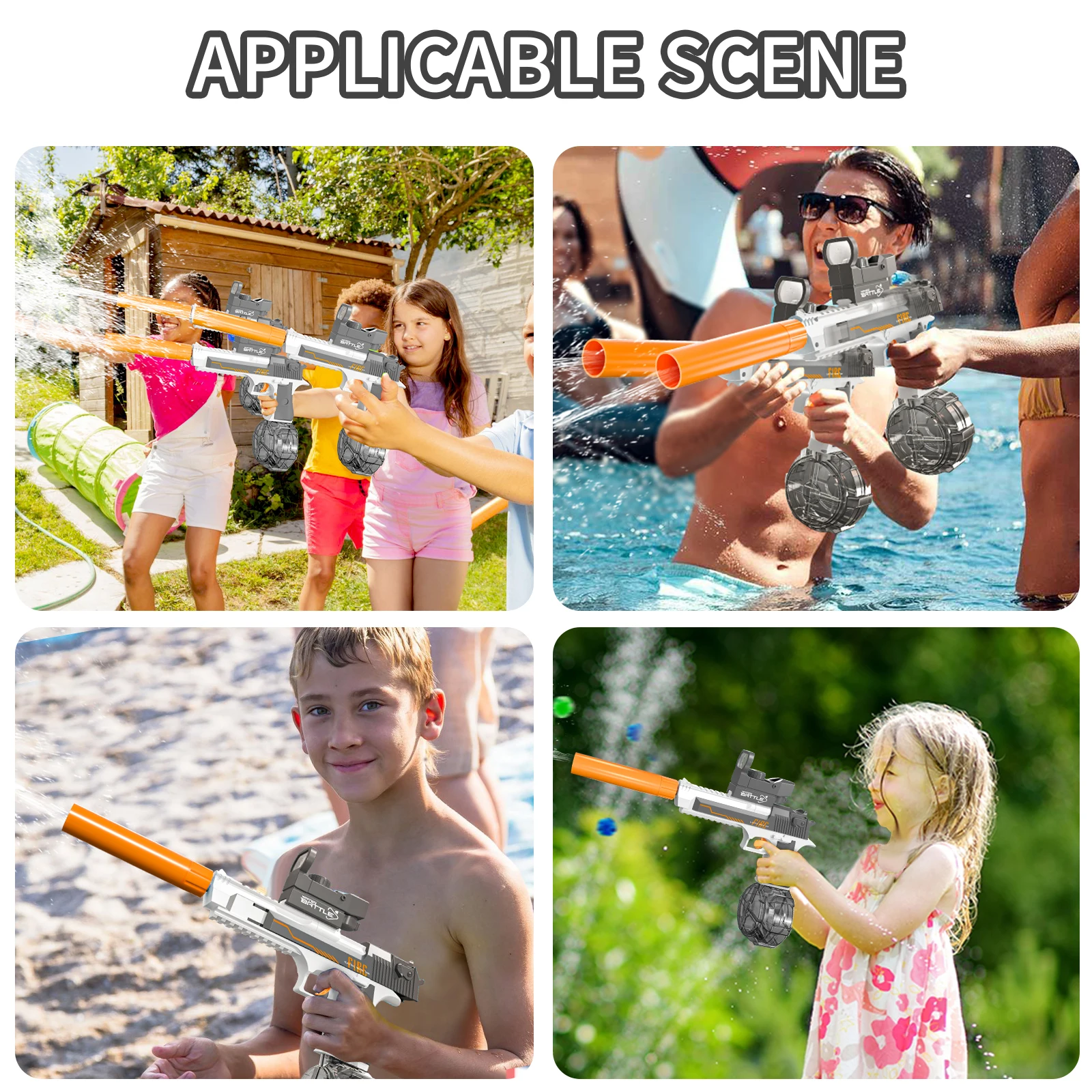 White Gray Electric Water Gun Desert Eagle Linkage 2024 Custom Summer Outdoor Beach Toys Water Gun Long Distance for Children