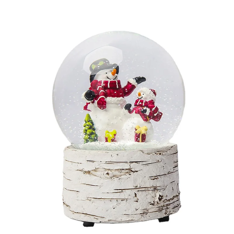 Factory hot sale resin snow globes with snowman for tabletop decoration Western sweet glass water ball Christmas gift for girls