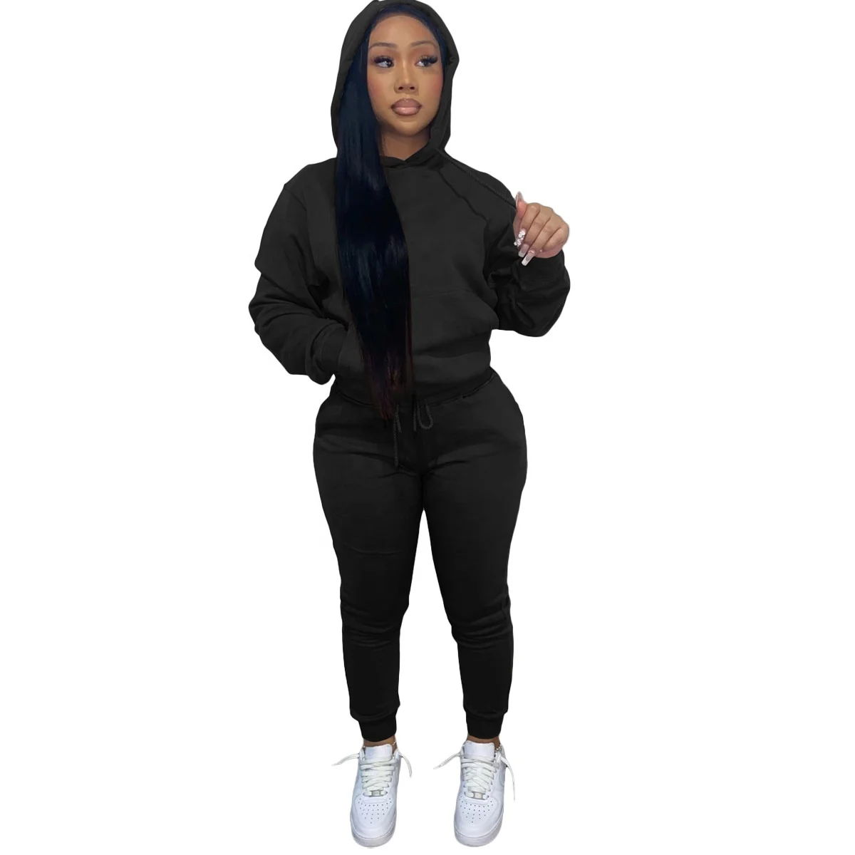 2022 Fall Women Clothes Thick 2 Piece Set Tracksuit Sweat Suits Jogger Set Two Piece Outfits Sweatpants And Hoodie Set