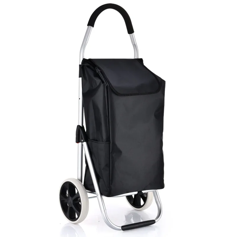 Cheap collapsible wheeled compact portable luggage cars metal foldable supermarket hand cart folding shopping trolleys bag