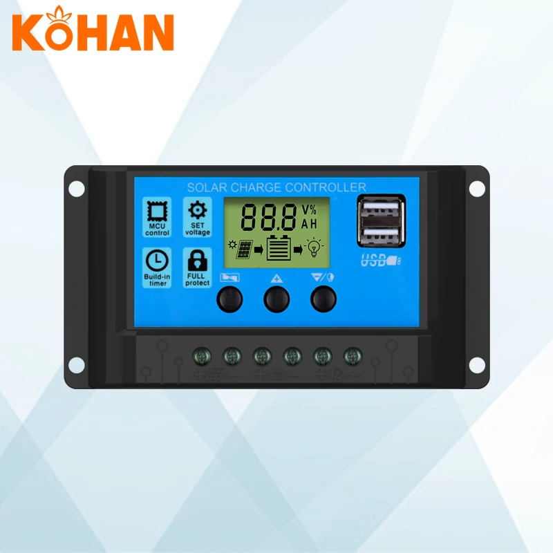 KOHAN pwm solar charge controller 12v/24v/36v/48v/Auto Focus 60A PWM Solar Panel Regulator Charger Controller