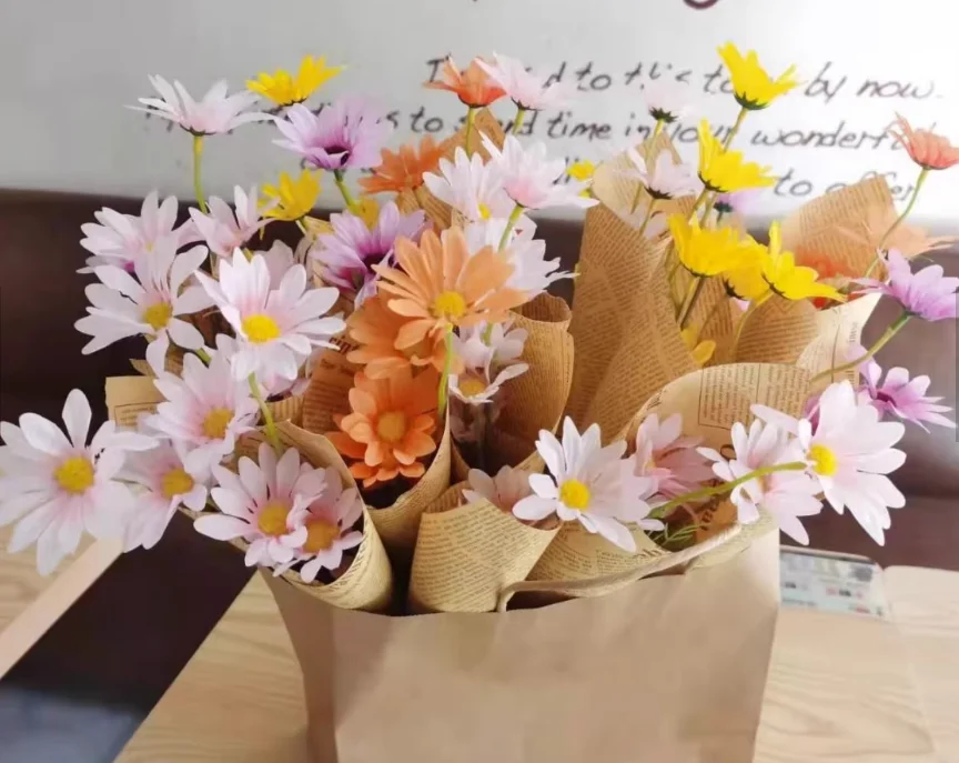 Daisies Artificial Flowers Faux Plants Table Centerpieces Arrangement Artificial Silk Flower For Farmhouse Home Decoration