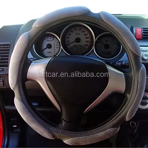 Universal Car Accessories Soft Suede Memory Foam + Anti Slip Leather Car Steering Wheel Cover