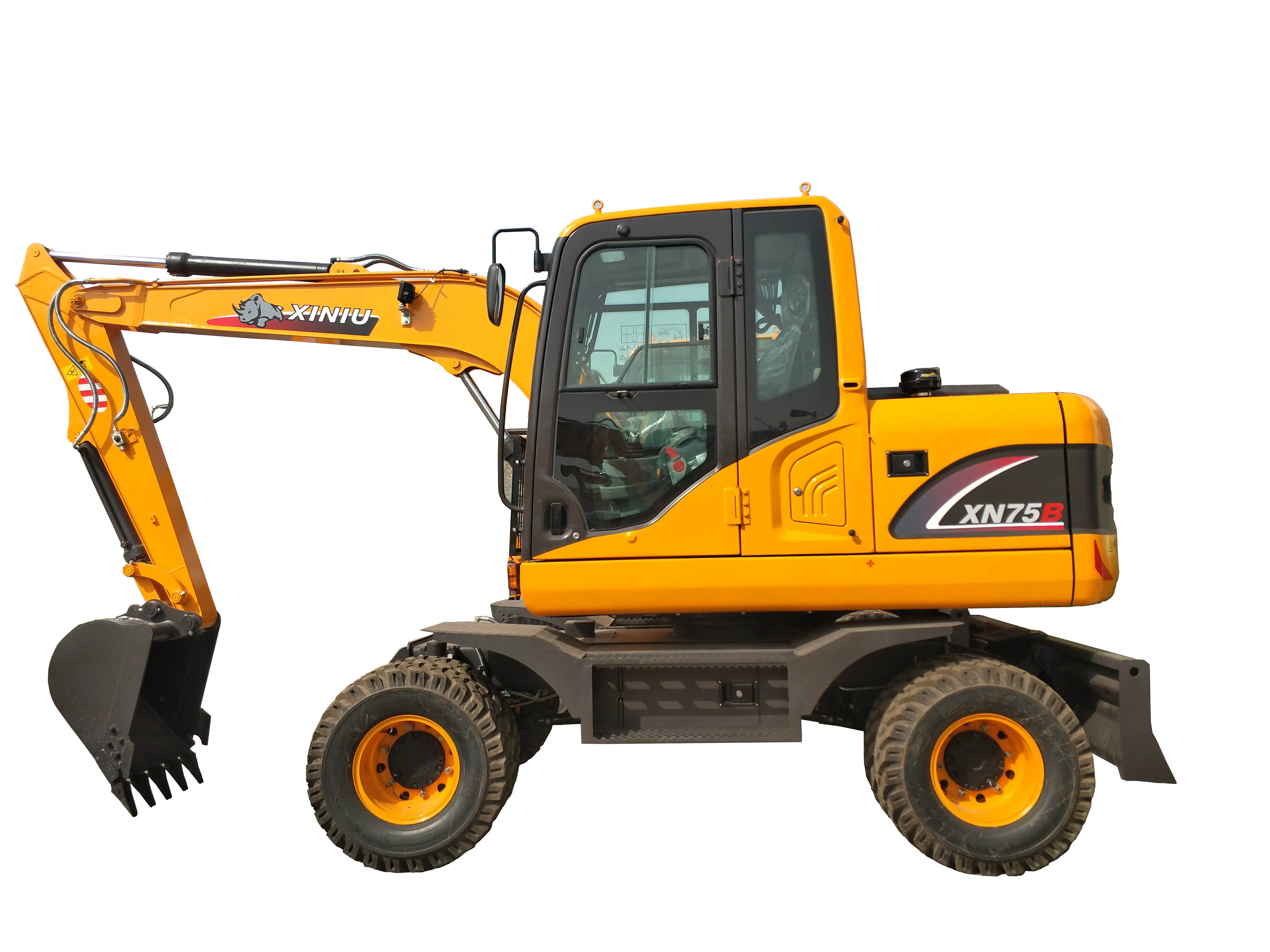 Rhinoceros XN75L new Wheel Type Excavator 8 Ton Operating Weight Yanmar Engine Motor Pump High Efficiency Home Used Retail Farms