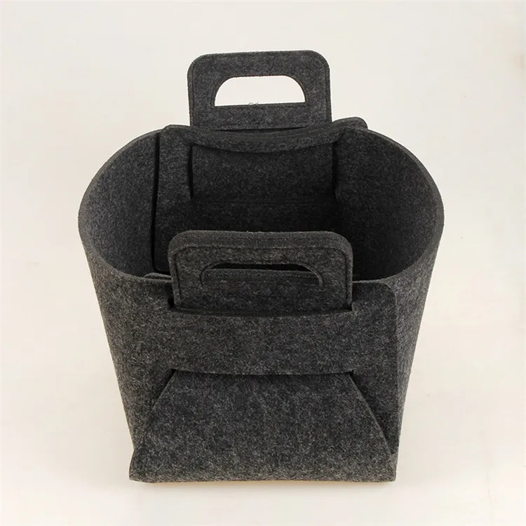 Large Capacity Black Foldable Felt Fabric Storage Basket With Strong Load-Bearing large foldable felt box