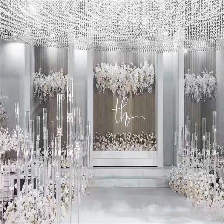 Wholesale Tall Clear Acrylic Candle Holders Wedding Centerpiece Crystal 8 Arms Candelabra For Mariage Party Decoration