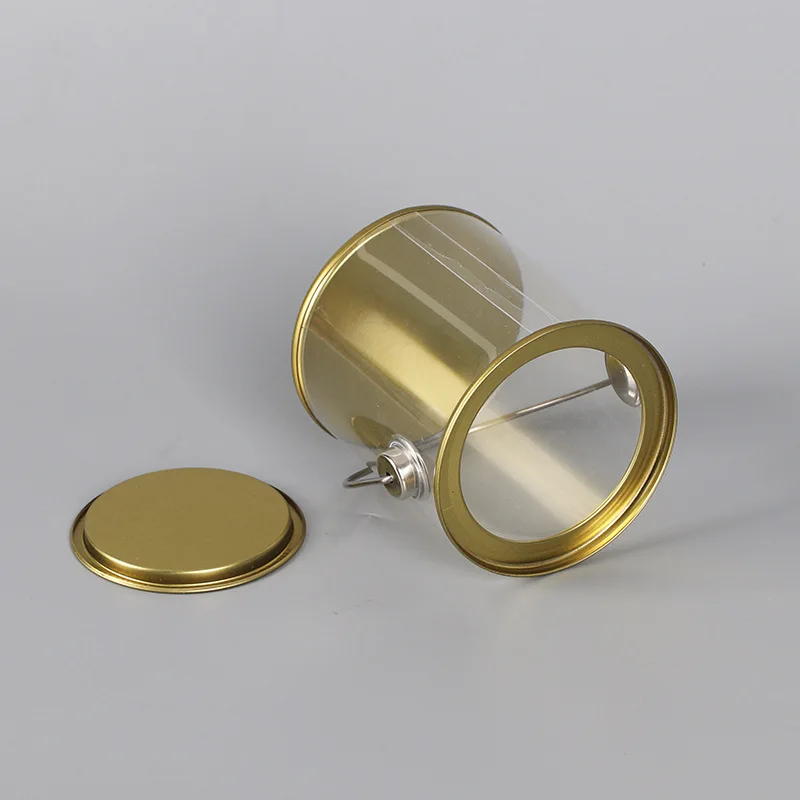 Custom clear plastic cylinder box transparent round tube PET PVC packaging with tin lid