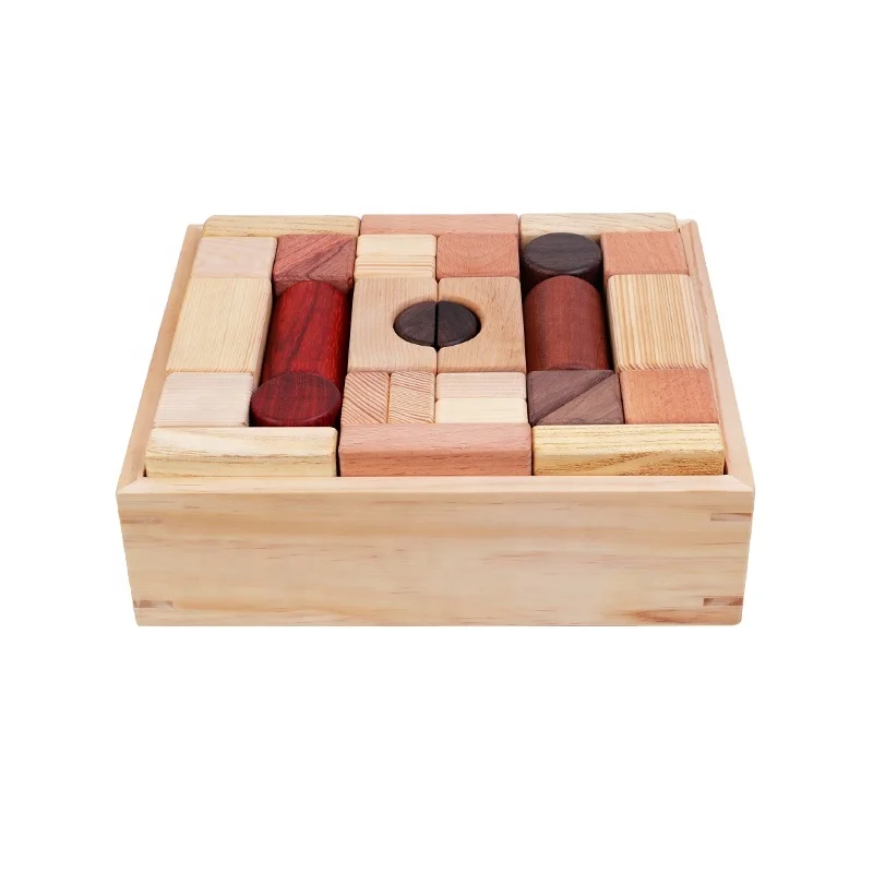 Eco-friendly Solid Wood Block Toys kids Building Block Toy Set