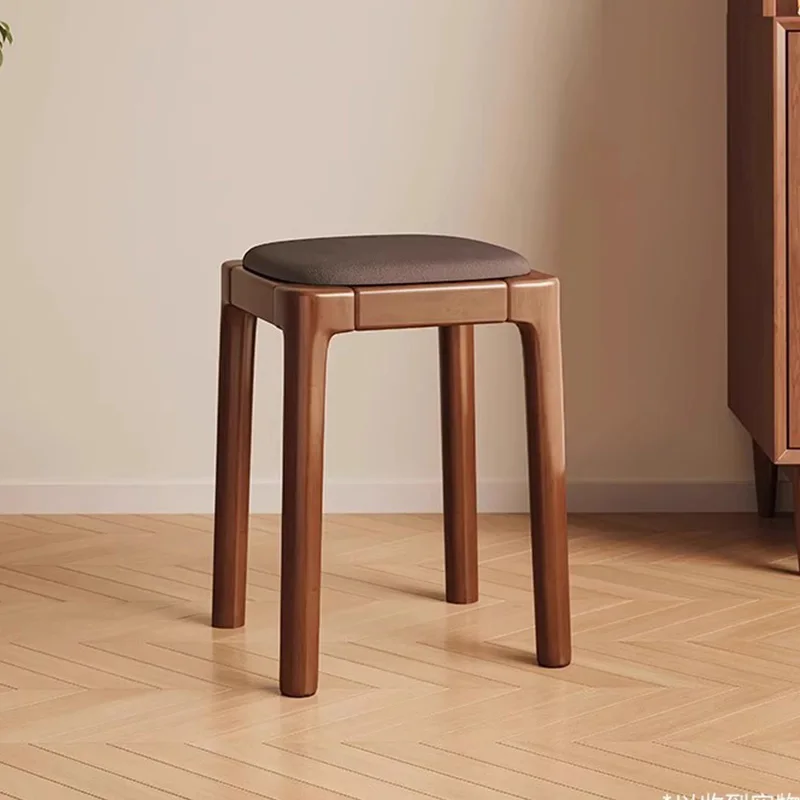 Sale Luxury Contemporary Oak Wood Footrest Stool High Density Foam Comfort Dressing Room Stool for Bedroom & Living Room