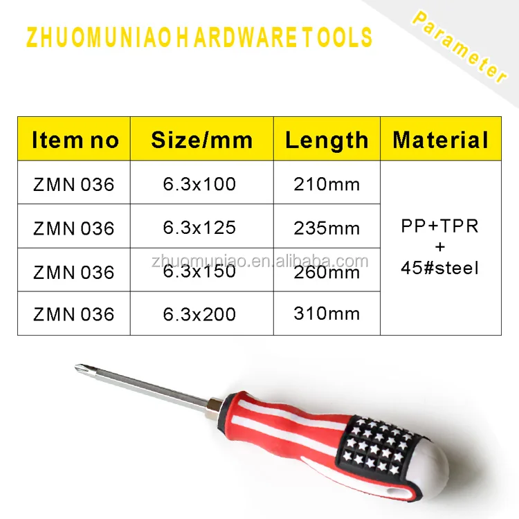 American Flag Hand Manual Screwdriver Repair Tools USA Phillips Adjustable Magnetic Screwdriver