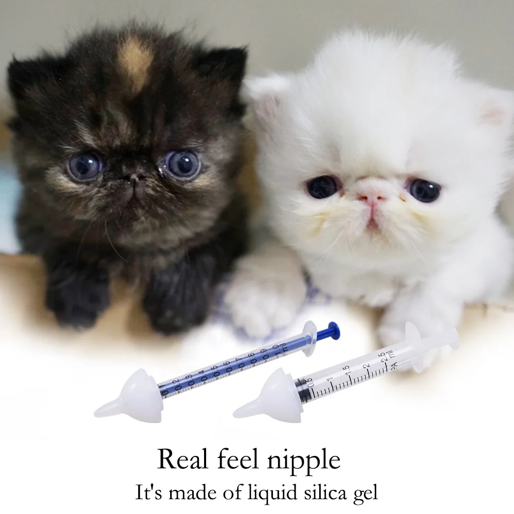 Amazon hot sell Kitten Puppy Rabbit Squirrel puppy milk feeder  bubble milk bowl   Real feel nipple S size  2 pcs